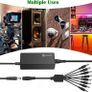 12V 5A 60W Security Camera Power Adapter 100V-240V AC to DC with 8-Way Power Splitter Cable Power Supply for CCTV Security Camera DVR, LED Strip Lights Image 3