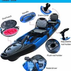 Tandem doubble fishing kayak with propeller pedal drive and accesories. 14ft long  brand new
