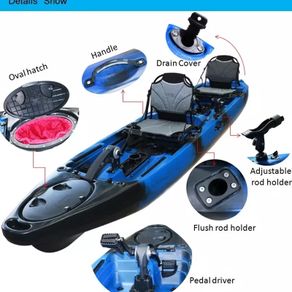 Tandem doubble fishing kayak with propeller pedal drive and accesories. 14ft long  brand new
