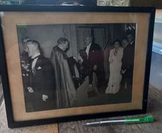 Vintage framed photo of lady kissing religious leader's ring, D18 post 10e