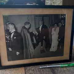Vintage framed photo of lady kissing religious leader's ring, D18 post 10e