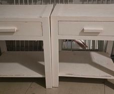 White Covered Bedside Lockers Set