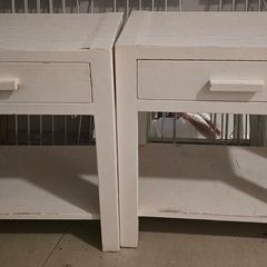 White Covered Bedside Lockers Set