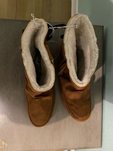 Brown fluffy winter boots size 5 Uk