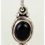 Vintage Sterling Silver Onyx Pendant Necklace Image 5