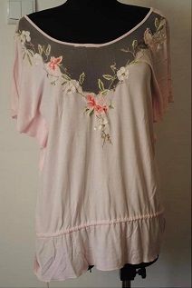Pink embroidered top size UK12 EU40 Postage included