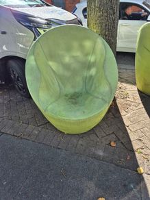 2 x green leather outdoor chairs