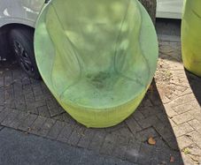 2 x green leather outdoor chairs