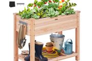 Wooden Raised Garden Bed Planter Box 33.9x18.1x30" Flower Vegetable Herb