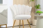 Shell chair vanity chair velvet salon chair with golden metal legs cream