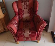 Wing Back Arm Chair- 2 Tone Wine.