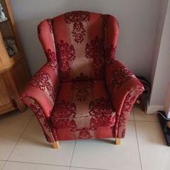 Wing Back Arm Chair- 2 Tone Wine.