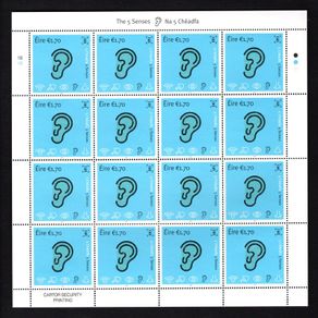 2015 Ireland The Five Senses (Taste, Touch, Sight, Hearing & Smell) Commemorative Stamp Sheetlets (5 sheets) Plate 1B1B Mint Never Hinged (MNH)