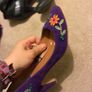 Decorated purple shoes with flowers and leaves Image 4