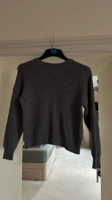Grey Lace-Up Front Knit Jumper - Size XS/S