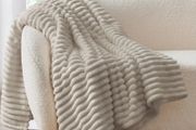 Fluffy Fleece Twin Blanket - Beige Couch Throw Soft Cosy Warm Blankets for Double Bed, Gifts for Women