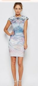 Ted Baker blue city scape bodycon dress