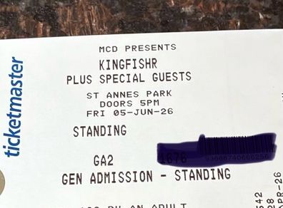 Kingfishr Tickets x 2