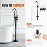 Freestanding Bathtub Faucet, Floor Mount, Freestanding Tub Filler, Shower Mixer Taps, Two Water Modes, 360 Swivel Spout, for Bathing & Showering Pet B Image 2