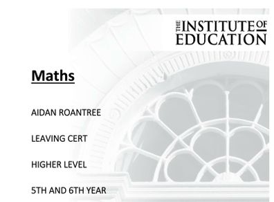 HL maths intsitute of education notes