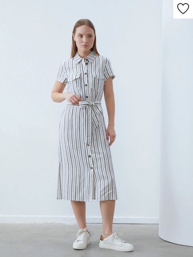 New Linen Blend Shirt Dress