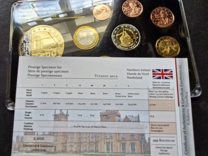 Northern Ireland Rhodium and 24k Gold Plated Specimen Titanic Set 2012 + Proof Medal UNC Only 2,000 Set's