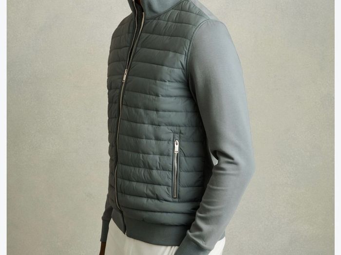 Reiss Hybrid Quilt Jacket in Teal Green