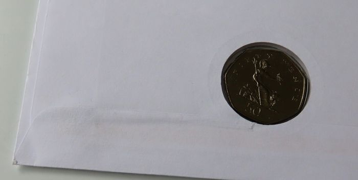 Lady Diana Angola Landmines BUNC Rare higher value year 1993 50p coin stamp cover