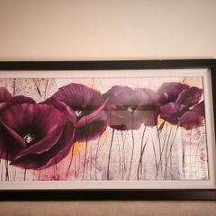 Framed floral wall art purple poppy by Isabelle Zacher Finet