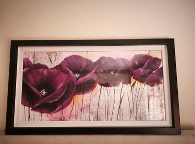 Framed floral wall art purple poppy by Isabelle Zacher Finet