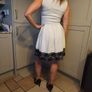 White dress with black lace trim Image 3