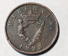 1823 Irish Hibernia Halfpenny