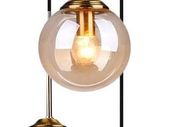 Industrial Vintage 3 Way Pendant Light Cluster Glass Globe Chandelier Brass Metal Ceiling Hanging Lamp Kitchen Dining Room Indoor Lighting Fixture (Amber Ball)