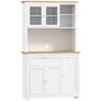 Country-style kitchen cabinet, 1 display cabinet, 1 open shelf, 1 drawer, 2 cupboards, Natural + White Image 3