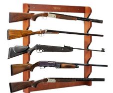 Gun Rack, Wood Gun Rack Wall Mount, Gun Display Rack holds 5 Rifles, Shotguns, 132 lb Heavy Duty Wall Storage Display Rifle Rack with Soft Padding