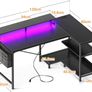 L Shaped Gaming Desk with LED Lights 120 x 80 cm Computer Power Outlet Reversible Corner Table Storage Shelves Monitor Stand Black Image 3