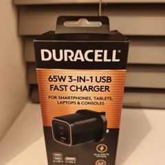 Duracell 65W USB-C Charger UK Plug, 3 Port GaN Fast Charger with 2 USB-C PD & USB-A Ports for MacBook, iPhone 16, Samsung Galaxy, iPad, Laptop, Switch & USB Devices
