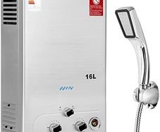 16L Gas Instantaneous Water Heater with Shower Head 32KW LPG Propane Butane Water Heater, Low 0.25 Bar Start Water Pressure for Home, Motorhomes, Cabins