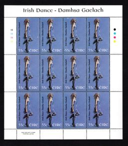 2008 Ireland Irish Dance Commemorative Stamp Sheet Plate 1B1B1B1B Mint Never Hinged (MNH)