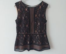 OASIS black lace peplum top