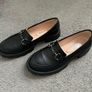 Women's black loafers genuine leather,women shoes Image 2