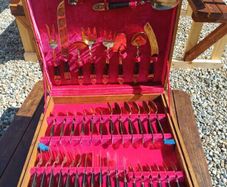 1950s Siam Thailand Brass Embossed Cutlery Set
