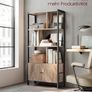 Bookcase with 4 Open Shelves, Spacious Living Room Cabinet, Kitchen, Office, Sturdy Steel Frame, Industrial Design, Vintage Brown/Black Image 5