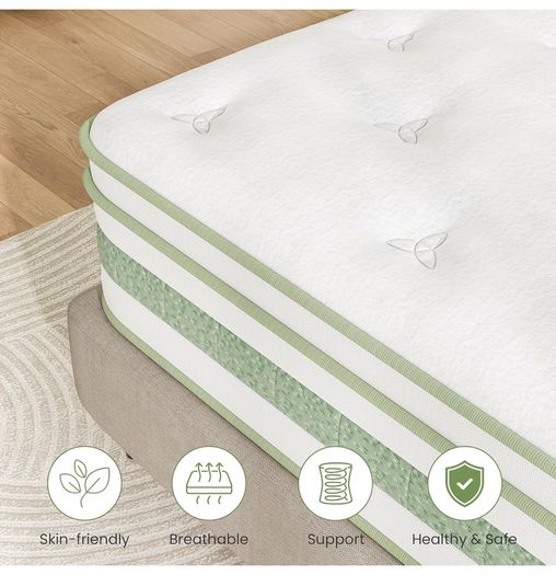 King Size Mattress 5FT, 10 Inch Gel Memory Foam Pocket Sprung Hybrid Mattress, 7-Zone Orthopedic