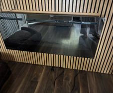 Wall mountable media wall fire