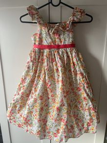 Laura Ashley ruffle collar floral ribbon dress age 6