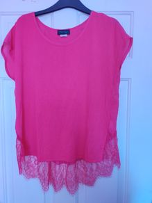 Creation L pink top with lace size UK12 EU40 Perfect condition Postage included