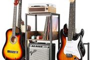 Guitar Stand 4-Tier for for Multiple Guitars Floor Adjustable Rack for Acoustic, Electric Guitar &amp; Bass with Shelf