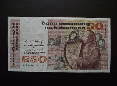 1982 Central Bank of Ireland 50 Pounds note. B Series