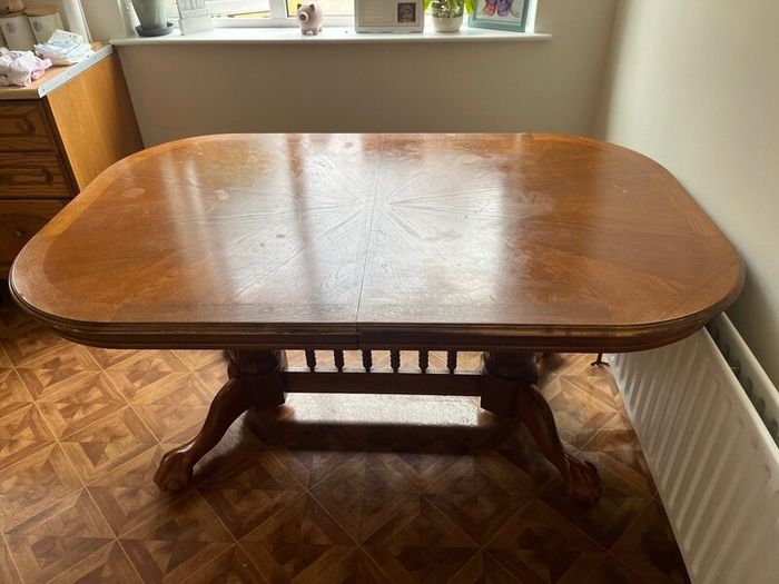 Solid Wood Dining Table + 4 Matching Chairs